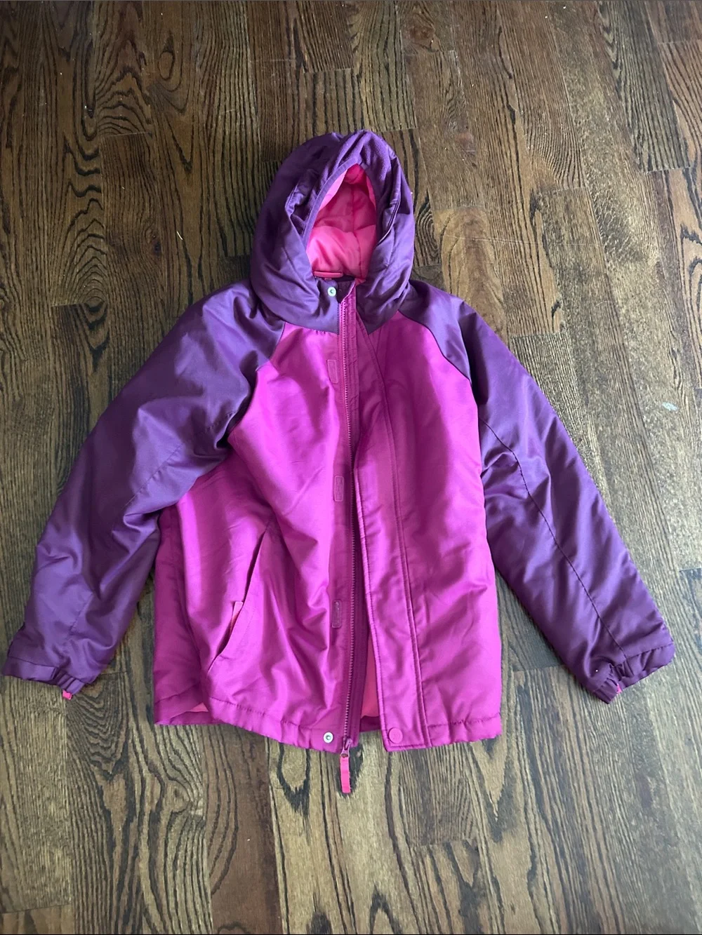 all in motion Pink & Purple Hooded Puffer Jacket